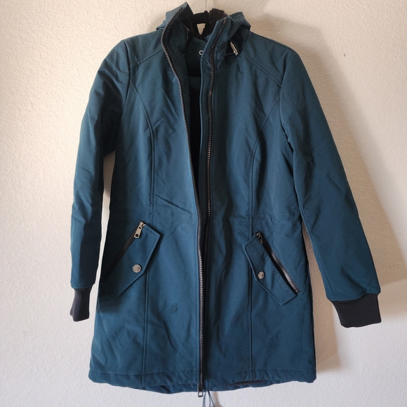 Calvin Klein Women's Water Resistant Dark Green Fur Lined Jacket Size Medium